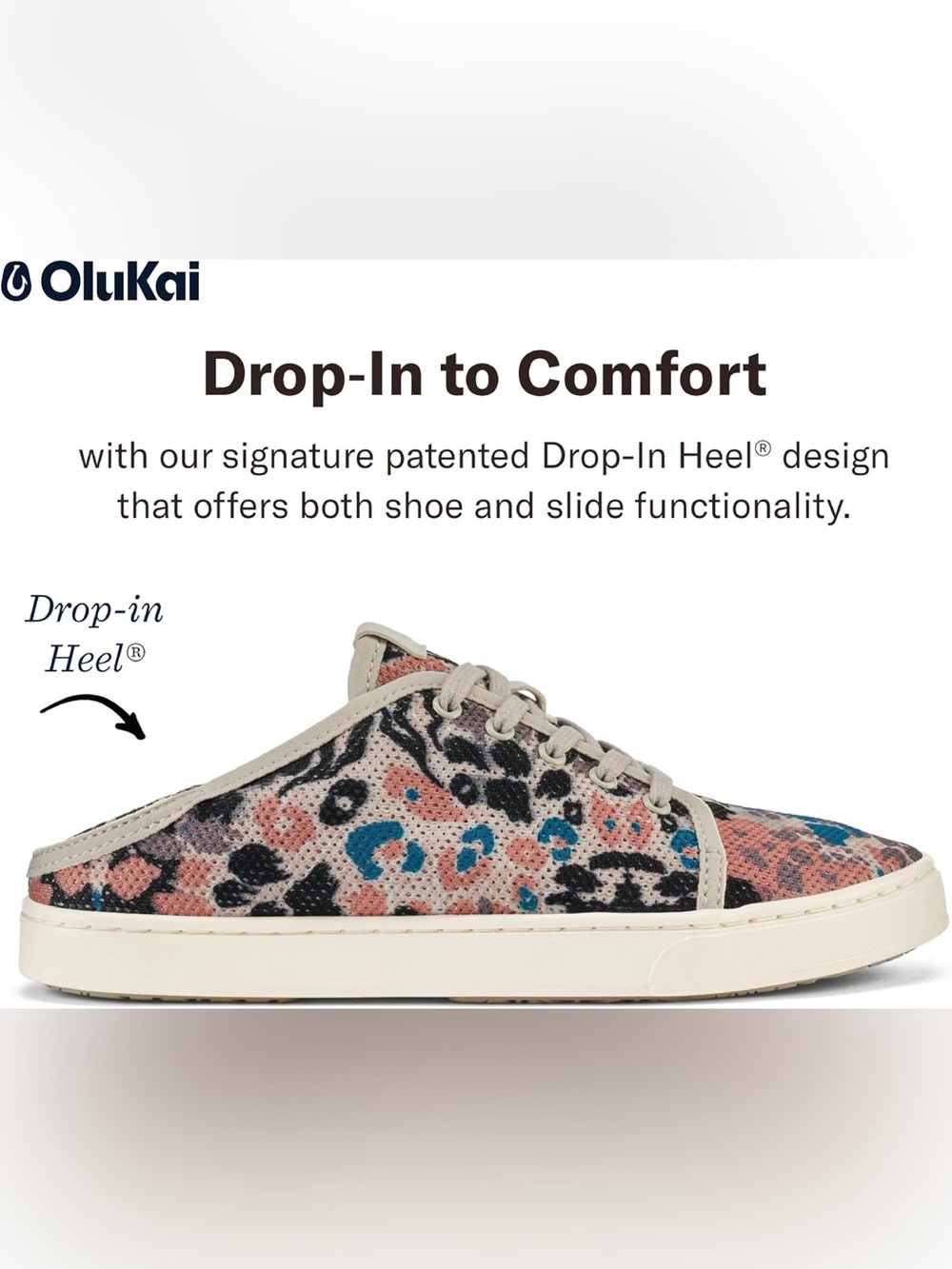 OLUKAI Pehuea Li Lace-Up Animal Print Drop-in Heel Breathable Mesh Sneakers 9.5 - Picture 12 of 13
